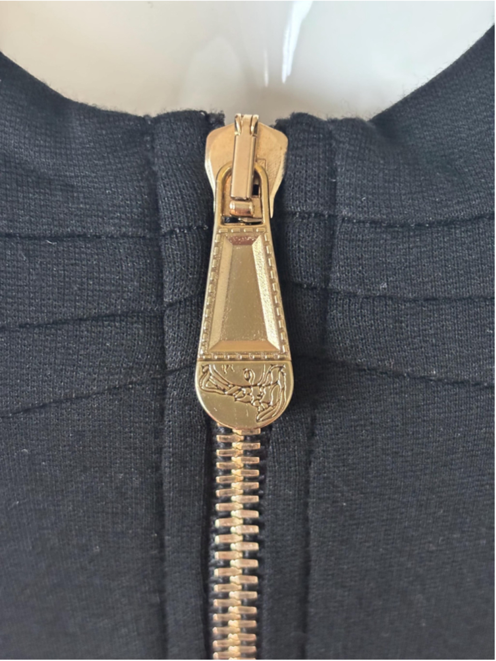 Versace Black Sheath Gold Medusa Zip Stretch Pencil Dress - Picture 8 of 11